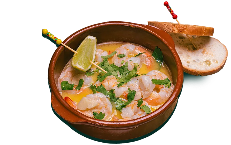 Camarones al vino blanco