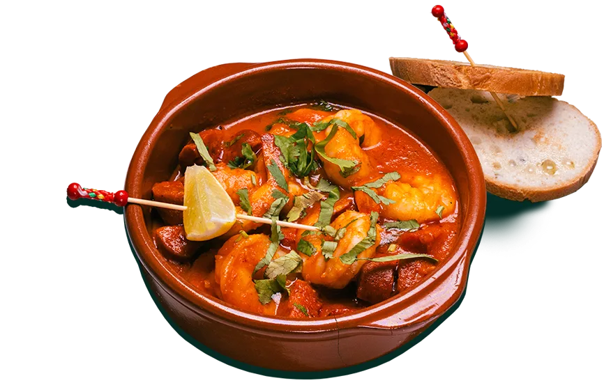 Camarones con chorizo